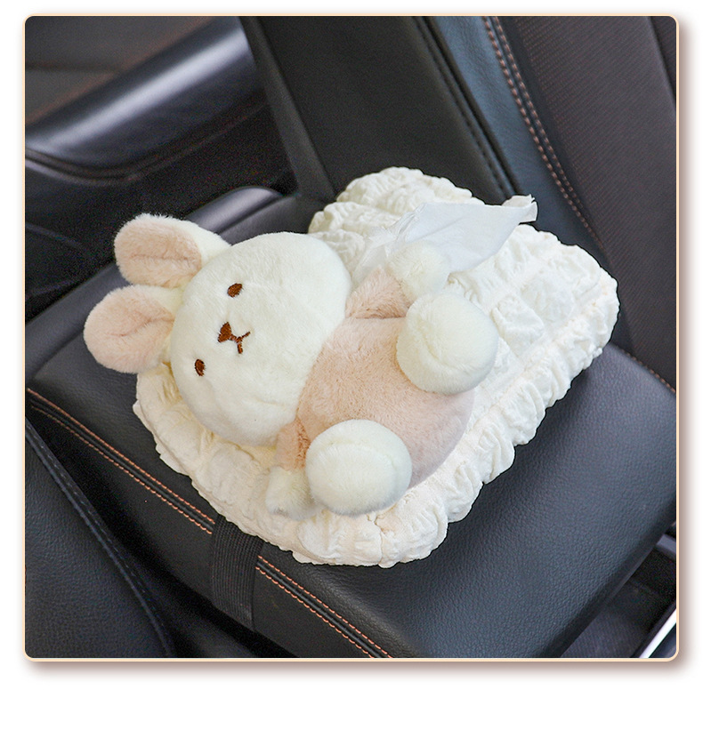Car Cartoon Tissue Box DIY Poofg Car Hanging Paper Box Creative Car Interior Supplies Bear Rabbit