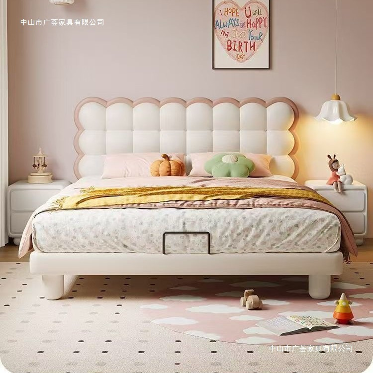 子供用ベッド女の子クリーム風パフベッドファンタジーチャイルド小さなアパートクリエイティブガールベッドシンプルなピンクの女の子のベッド|undefined
