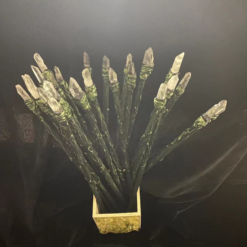 FHSJP 天然水晶魔法棒单尖白水晶权杖 草莓晶粉水晶棒Wicca仪式道具 魔法 图 12