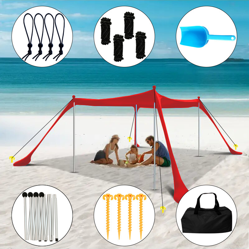 빨간색 4개의 알루미늄 극