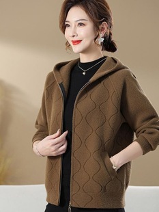 Mom Autumn 2024 New Jacket Western-style Hooded Cardigan Noble Middle-aged Women's Autumn and Winter Casual Jacket Top