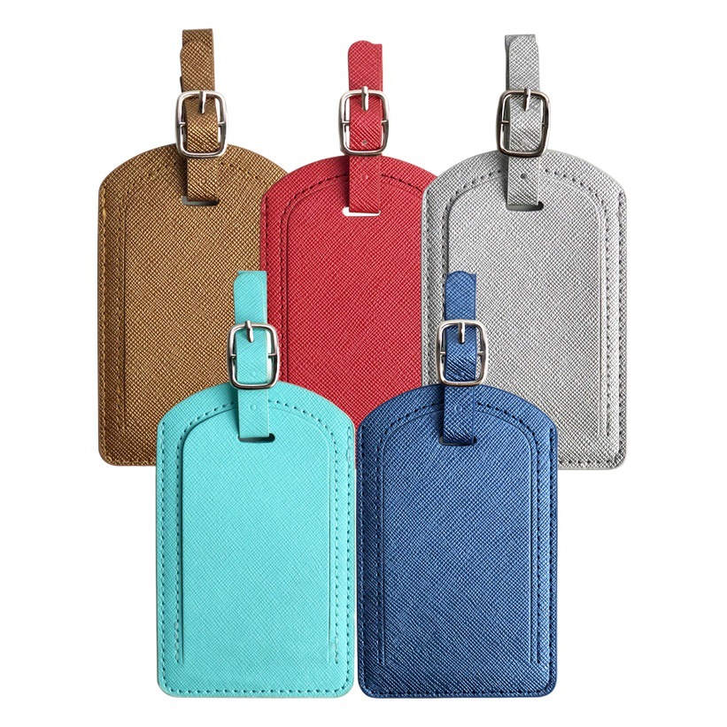 Cross-border in stock Multicolor Saffiano Oil Edge Double Layer with Card Paper PU Leather Belt Luggage Tag boarding pass