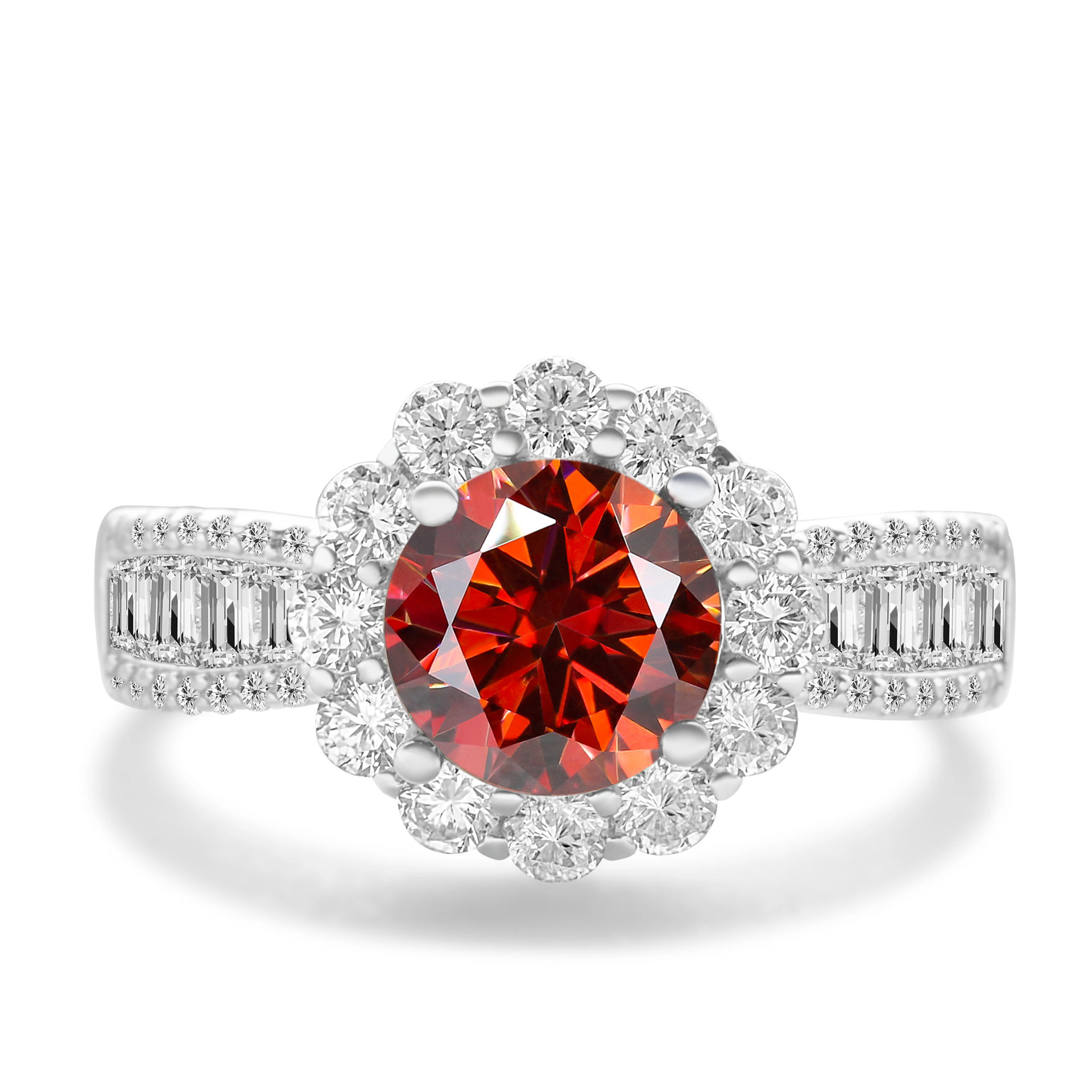 2CT anillo de piedra de mosaico de color de plata esterlina S925 cinturón de plata GRA certificado de mosaico de comercio electrónico transfronterizo anillo de venta caliente para mujeres