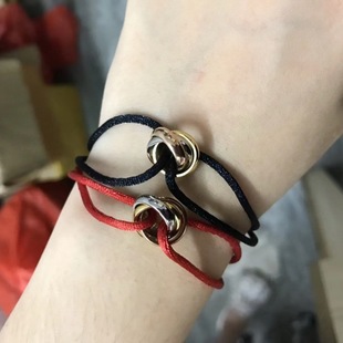 European and American fashion three color three ring luxury hand rope personality titanium steel bracelet high quality exquisite beauty bracelet