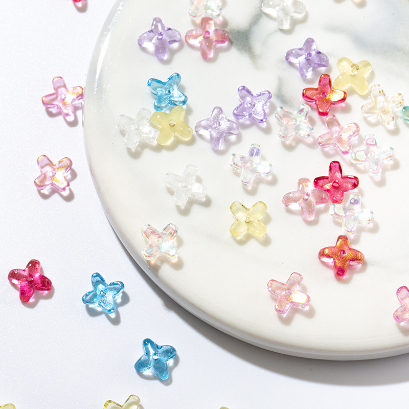 二模チェコ瑠璃小桂花花びら6*8mm十字花ネイルシールdiyアクセサリーヘアピン材料