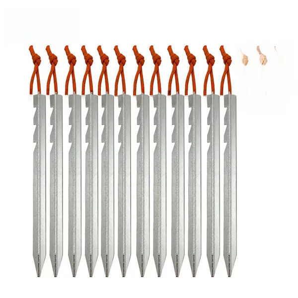 12 outdoor tents aluminum alloy adjustable Mitsubishi ground nail 18cm with reflective rope high strength camp nail fixed ground nail