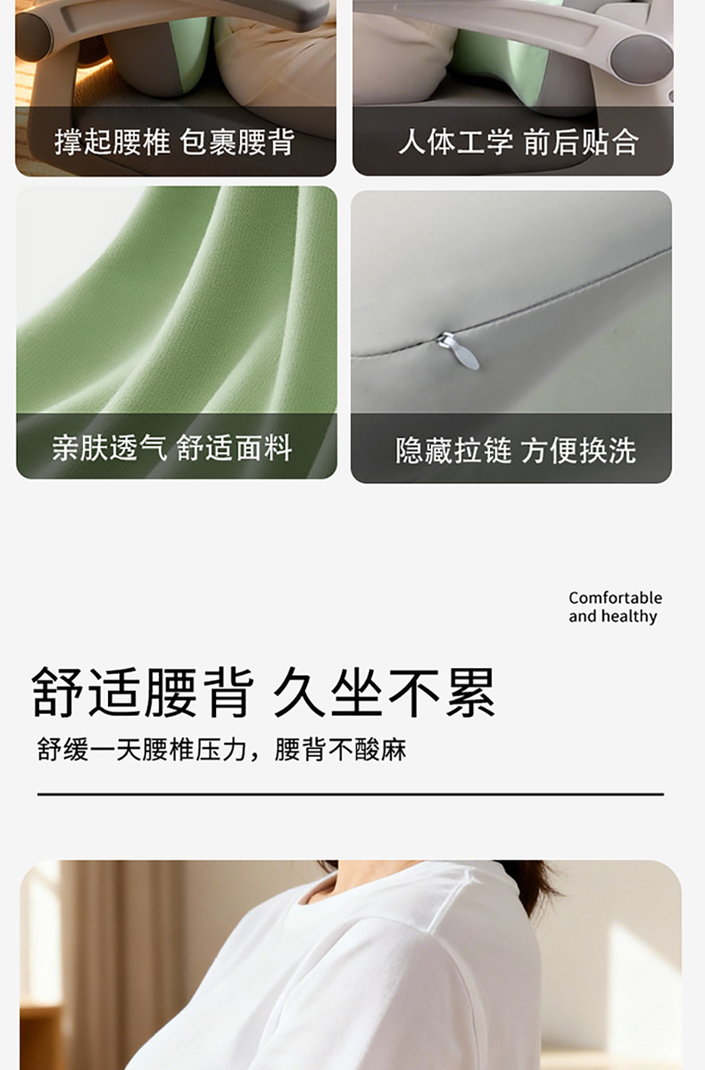 Lumbar Support for Office, Cool Backrest for Long Sitting, Memory Foam Office Chair Cushion, Car Lumbar Support Pillow