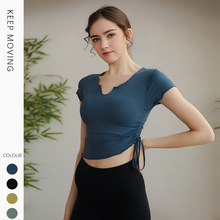 瑜伽服健身运动上衣女广州高弹力紧身夏季薄款速干短袖跑步t恤