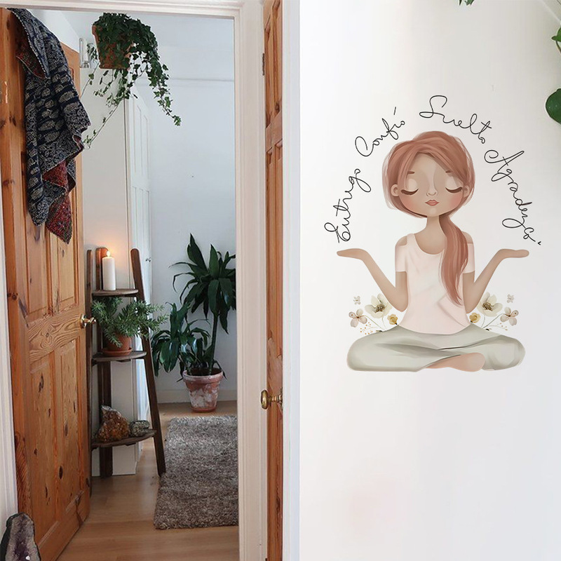 Brup Spanish Meditation Yoga Wall Stickers for Girls' Bedrooms and Yoga Rooms Healing Decorative Stickers Br5348Q