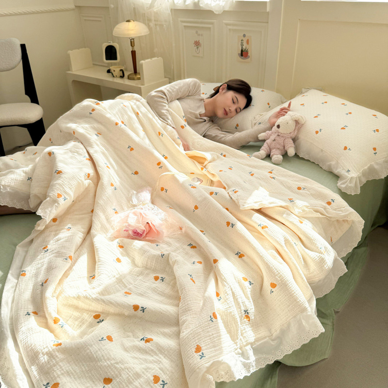 Edredón fresco de verano de fibra de soja de algodón de cuatro piezas de algodón puro 2025 nuevo edredón individual y doble de verano