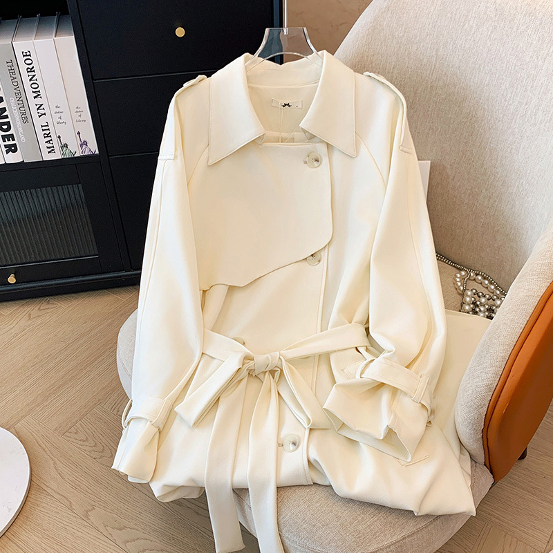 300斤特大码女装胖mm高级感英伦风长款风衣2025春秋新款收腰大衣,女装风衣,变形策服饰