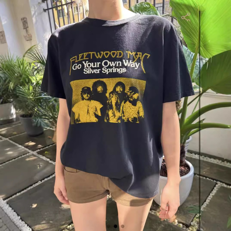 Bm Style American Retro Yellow Letter Band Print Short-Sleeve Top Women's Bm Loose T-Shirt Trendy