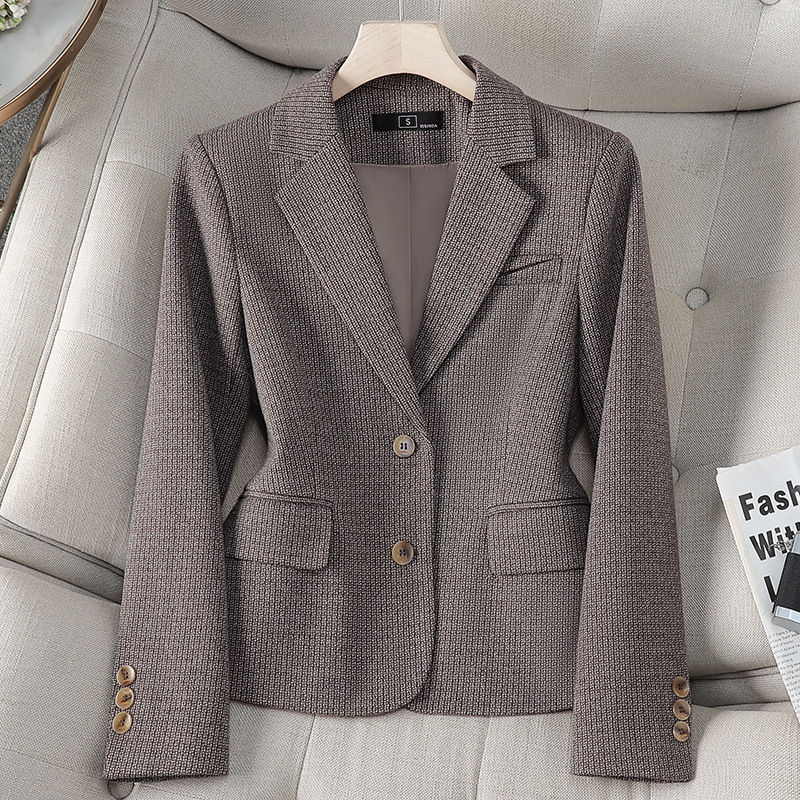 Brown Suit Jacket for Women Spring & Fall 2025 New High-End Style Top Hotel Slim Long-Sleeved Suit Workwear