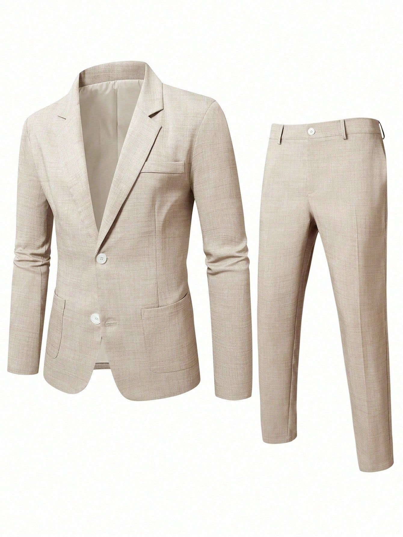 Men's Elegant Business Suit Solid Colour Banquet Formal Set_voghion.com
