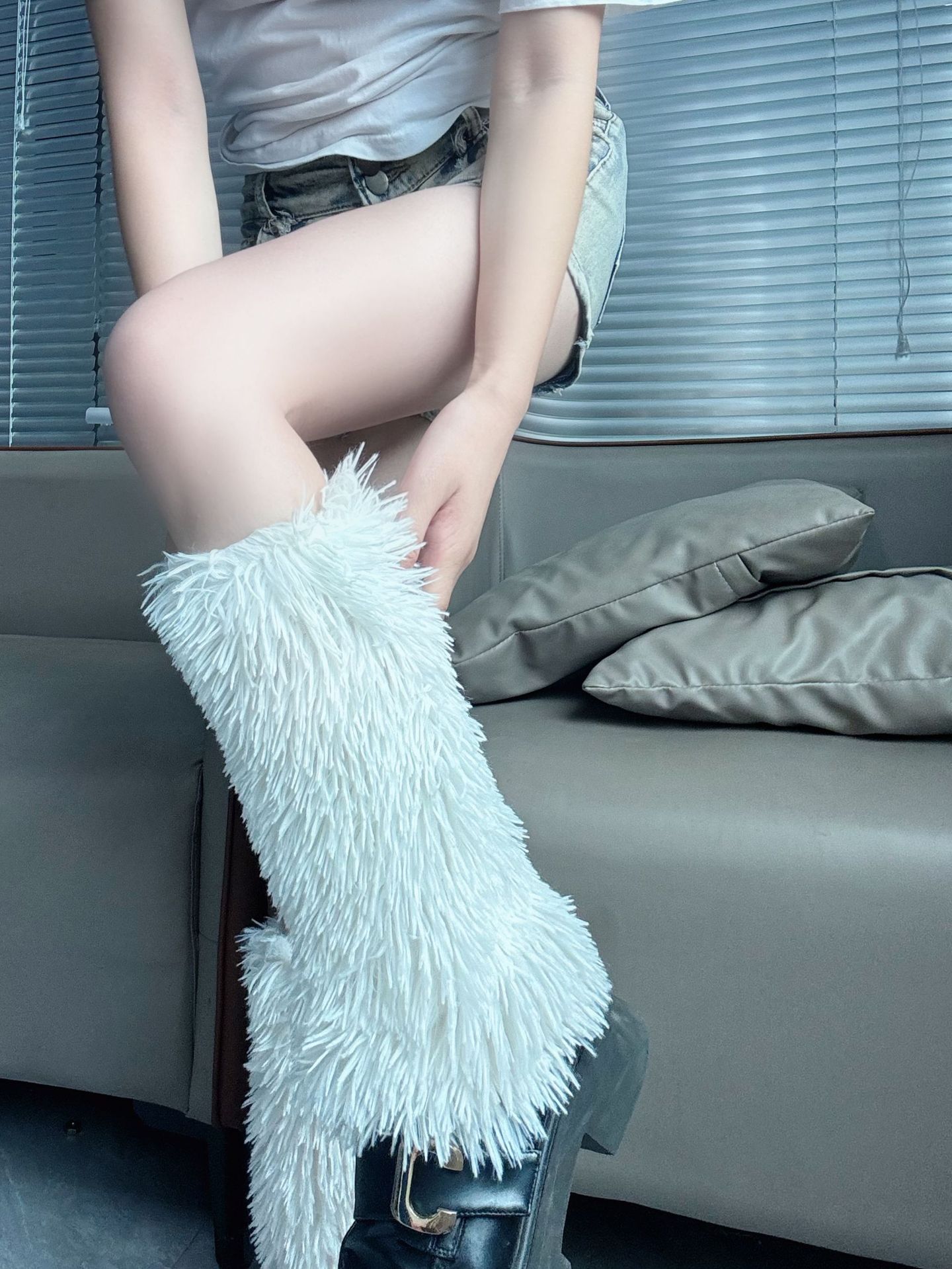 Bijpassende kleur fuzz pile sokken witte JK bootcover lente en herfst dunne retro beenbedekking ins trend_voghion.com