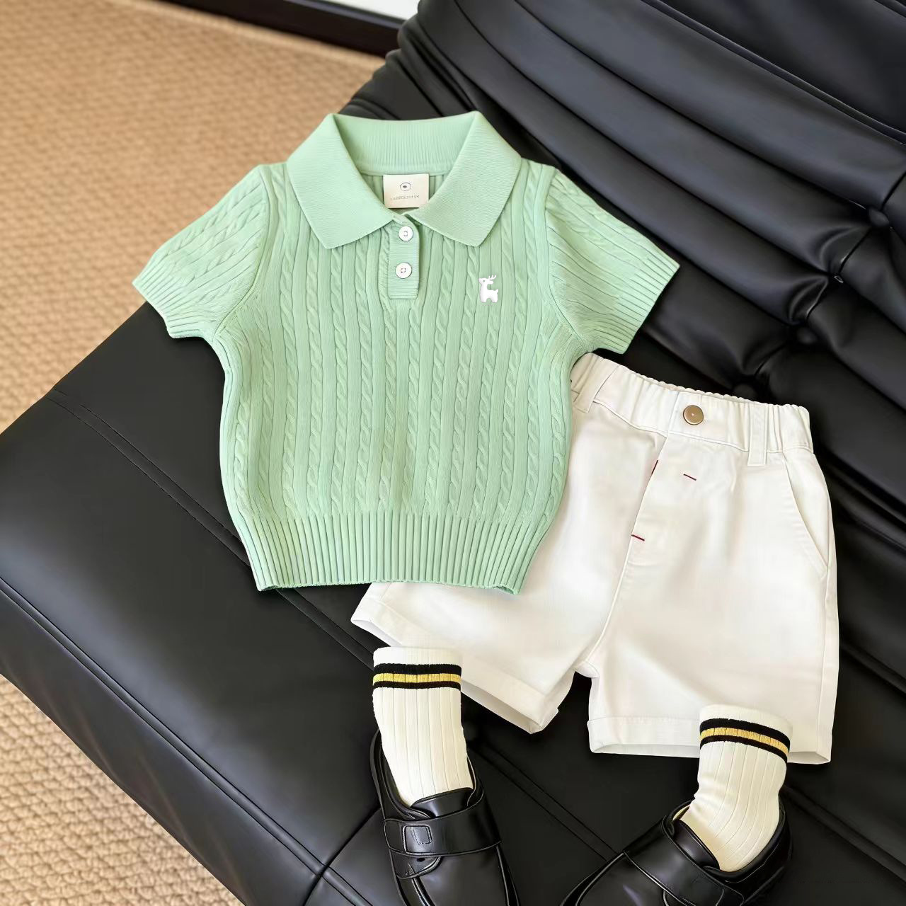 Koreanisches Dopamin Polo Shirt Mit College Pullover Set Für Kinder_voghion.com