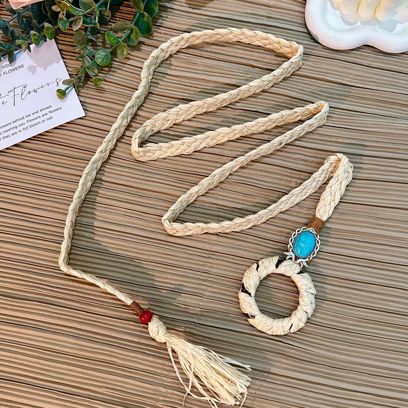 Cuerda de la cintura popular Bohemia tejida cuerda de cáñamo cadena de la cintura cinturón delgado vestido del todo-fósforo de las mujeres joyería transfronteriza al por mayor