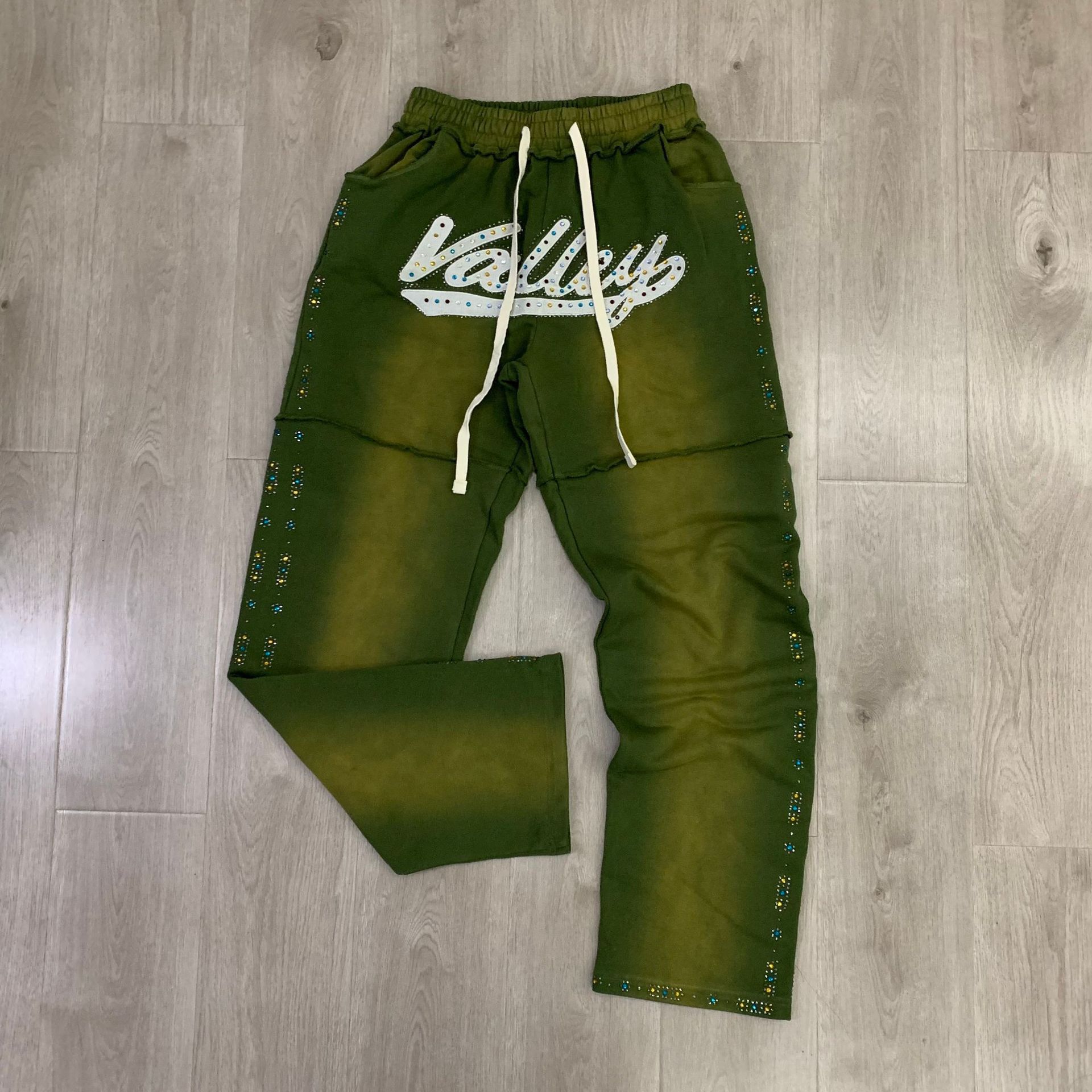 Other Valley Rhinestone Washed Sweatpants Green