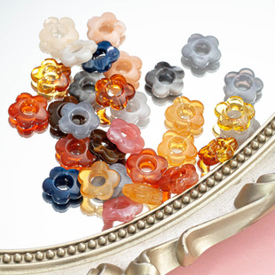 14mm Five-Petal Flower Smudged Acrylic Perforated Flower Accessories DIY Handmade Earrings Hair Accessories Pendant Jewelry Materials