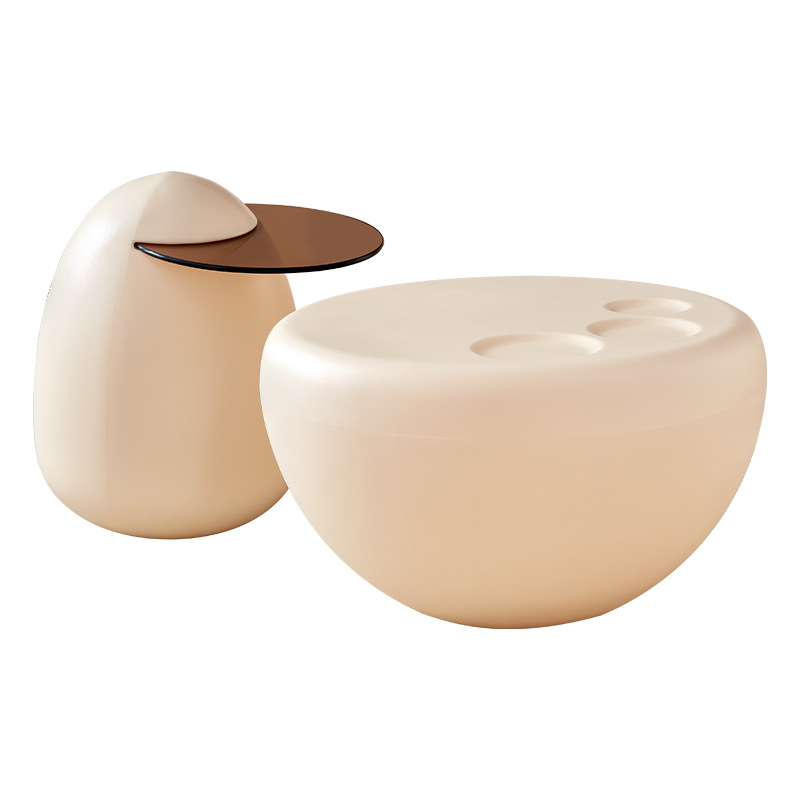 Mesa de centro de garra de gato de estilo crema de color rojo simple de lujo ligero, mesa de centro de dormitorio creativa de sala de estar simple moderna, mesa lateral de apartamento pequeño