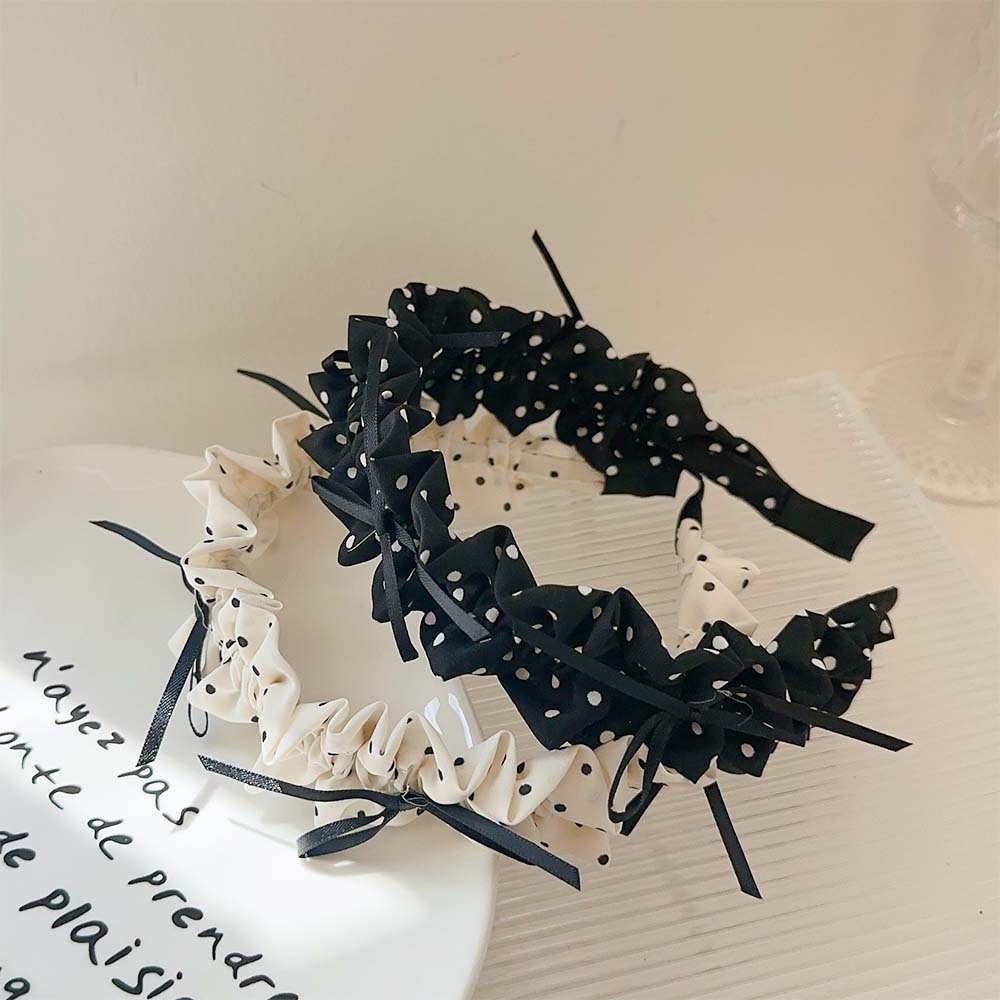 Nueva diadema con lazo de lunares plisados, versión ancha, diadema simple versátil, horquilla de presión superior de cráneo alto, accesorios para el cabello
