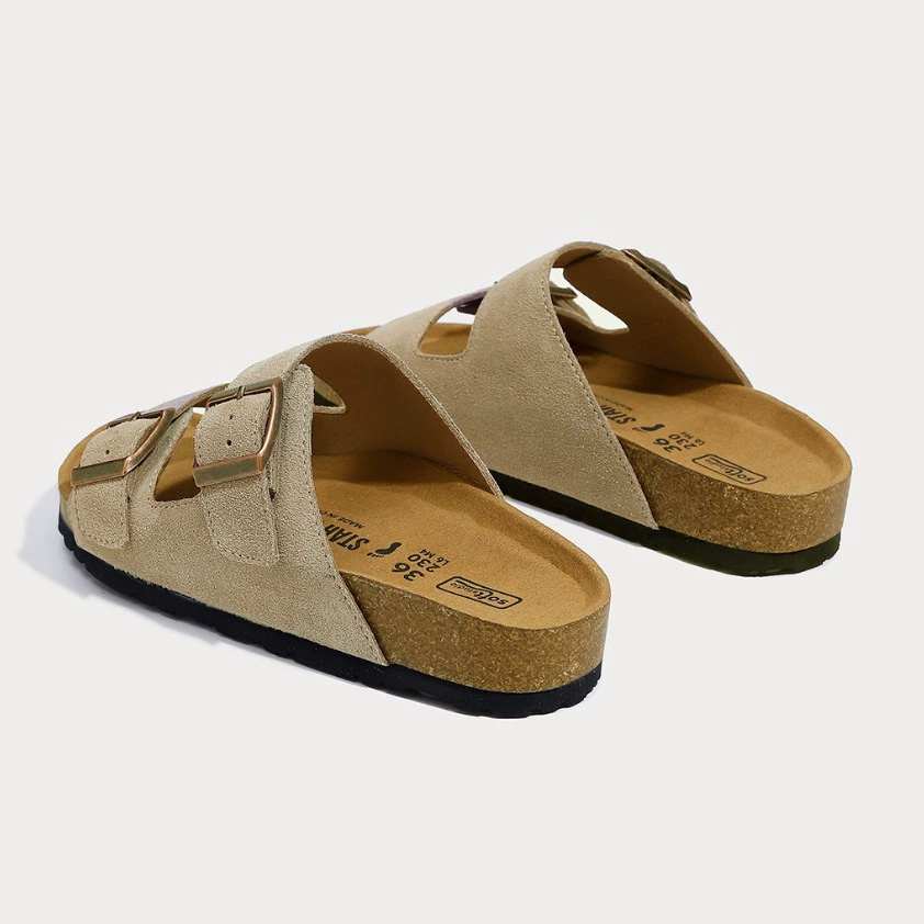 Retro beach slippers, sandals, genuine leather, large size  (43), plus size