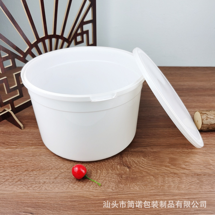 Suministro directo de fábrica 6L Cubo de helado 6kg grado alimenticio PP cubo de plástico sellado Boca Grande jarabe de comida cubo con tapa