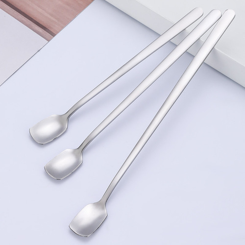 Japanese and Korean Style Stainless Steel Tableware Coffee Dessert Spoons Long Handle Ice Scoop Mixing Spoons Corporate Gift Spoons Printed with Logo
