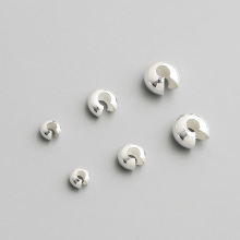 DIY手工串珠隔珠手链饰品配件s925纯银开口珠包扣定位珠月牙包扣