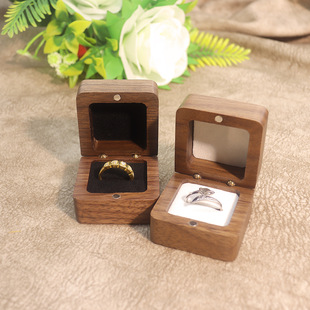 Manufacturer Wholesale Black Walnut Wood Jewelry Box Ring Box Square Box Wooden Box Packaging Box Proposal Ring Gift Box for Women