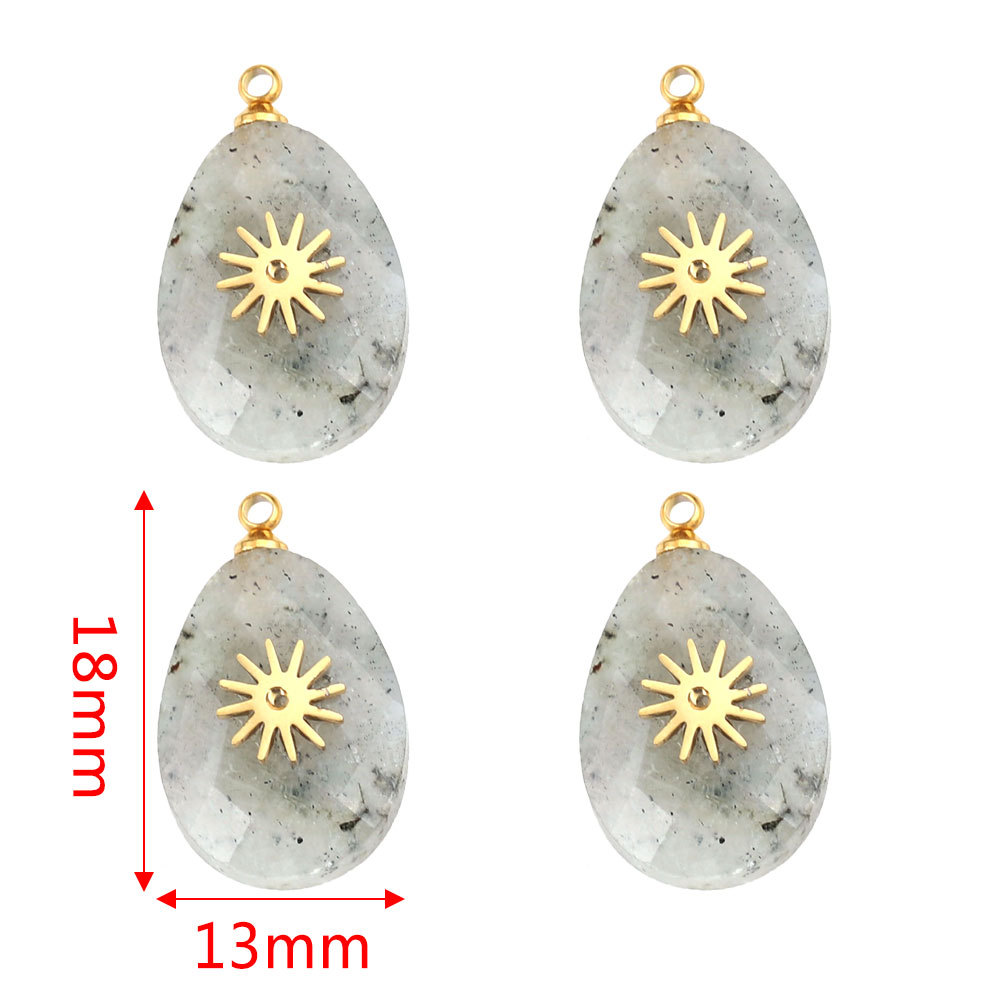 Europa y América Piedra Natural Rosa cristal turquesa Acero inoxidable titanio acero cuadrado pequeño colgante DIY joyería collar Accesorios