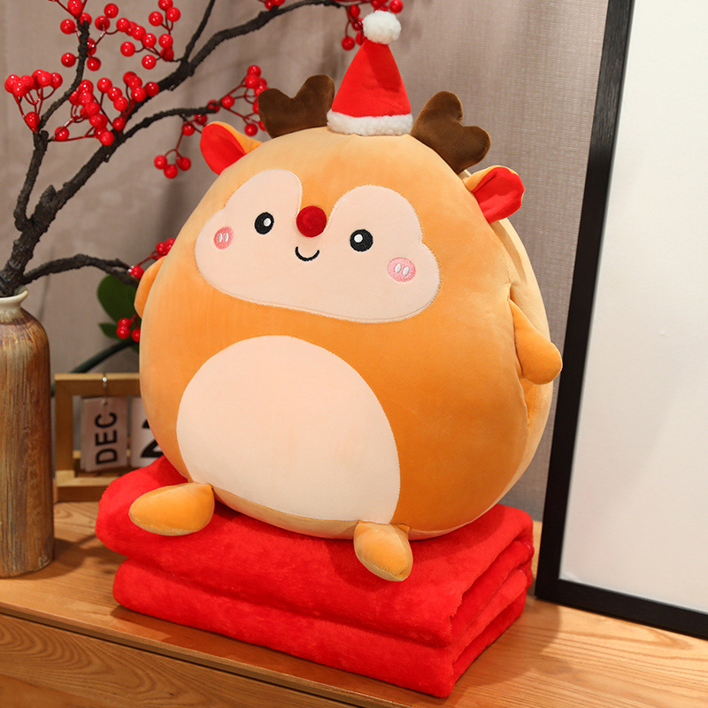 Regalos de Navidad Santa Claus alce mano cubierta mantas de aire acondicionado 3 en 1 almohada caliente para cojín de automóvil lote