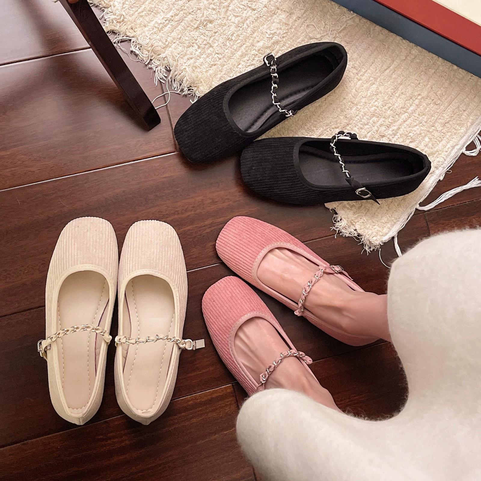 Фея ветер квадратная голова плоская обувь женская обувь весна и осень 2025 новая мягкая подошва мелкая обувь Мэри Джейн поздняя ночь