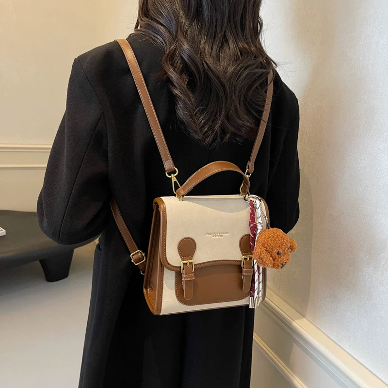Retro matte fashion backpack, versatile everyday shoulder bag for leisure - various colors, pendant options