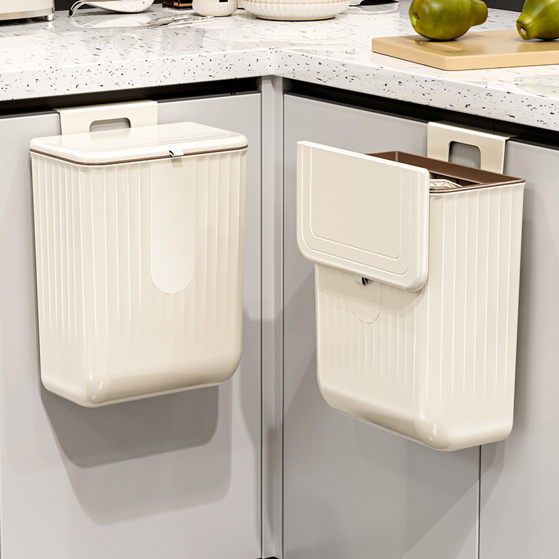 Manufacturer's in-stock kitchen wall-mounted trash can with two installation methods, odor-proof and sealed with a lid, suitable for the kitchen