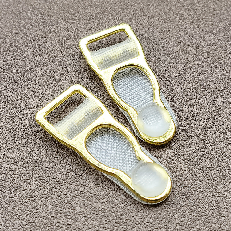 厂家批发内衣葫芦扣 电镀金色锌合金吊袜扣 透明实色硅胶皮丝袜扣