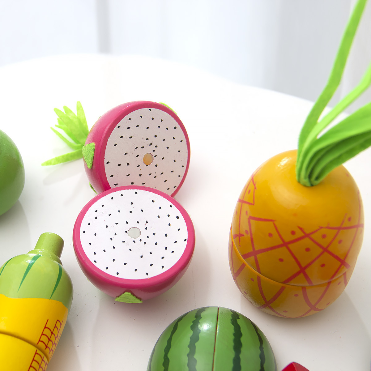 Simulación de madera transfronteriza para niños corte de frutas y verduras música interacción entre padres e hijos corte de verduras fruta juguetes educativos traje