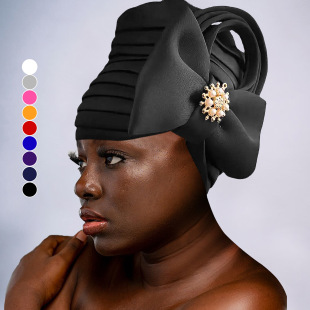 Amazon new headscarf cap Amazon best selling side fashion bow nail bead bag head cap a generation of hair