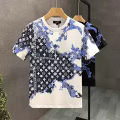 2025 New Summer Short-sleeved T-shirt Men's Slim-fit Crewneck Top Trendy Brand Casual Student Korean Fashion Men's Wear