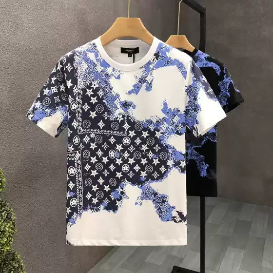 2025 New Summer Short-sleeved T-shirt Men's Slim-fit Crewneck Top Trendy Brand Casual Student Korean Fashion Men's Wear