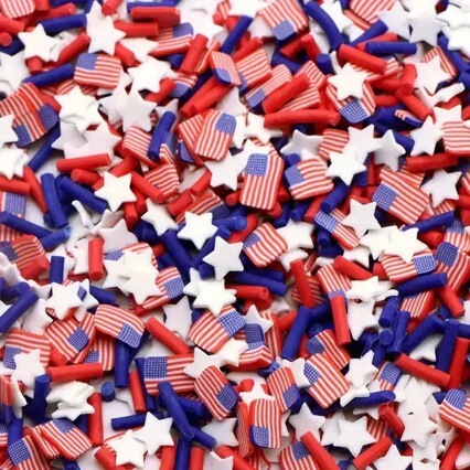 Slime filler, crystal mud, squishy toy accessories, Independence Day snowflake, star, moon, and flag mix, soft clay pieces