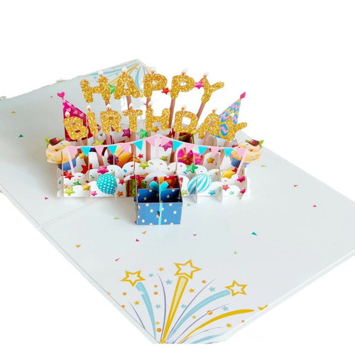 New HAPPY BIRTHDAY three-dimensional greeting card creative handmade hollow paper carving gift 3D birthday card wholesale