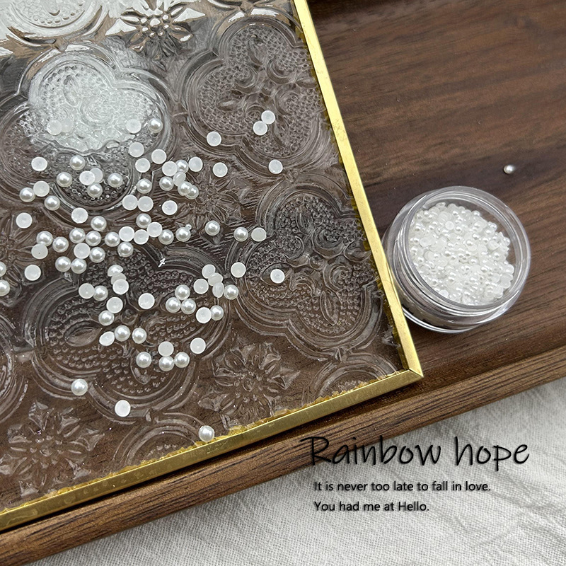 Round half-surface flat bottom pearl simple style wear nail material nail jewelry three-dimensional nail accessories Diamond beads