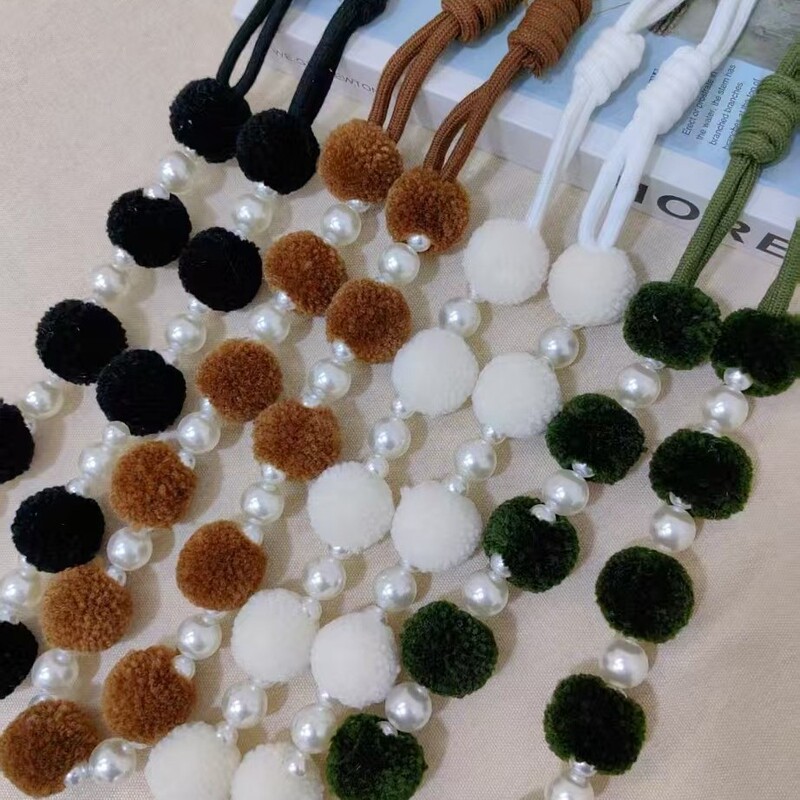 New Style Fluffy Ball Pearl Curtain Tiebacks, Teddy Velvet Simple Window Decoration Hanging Ropes, Decorative Accessories, Tie Ropes, Window Decoration Tiebacks