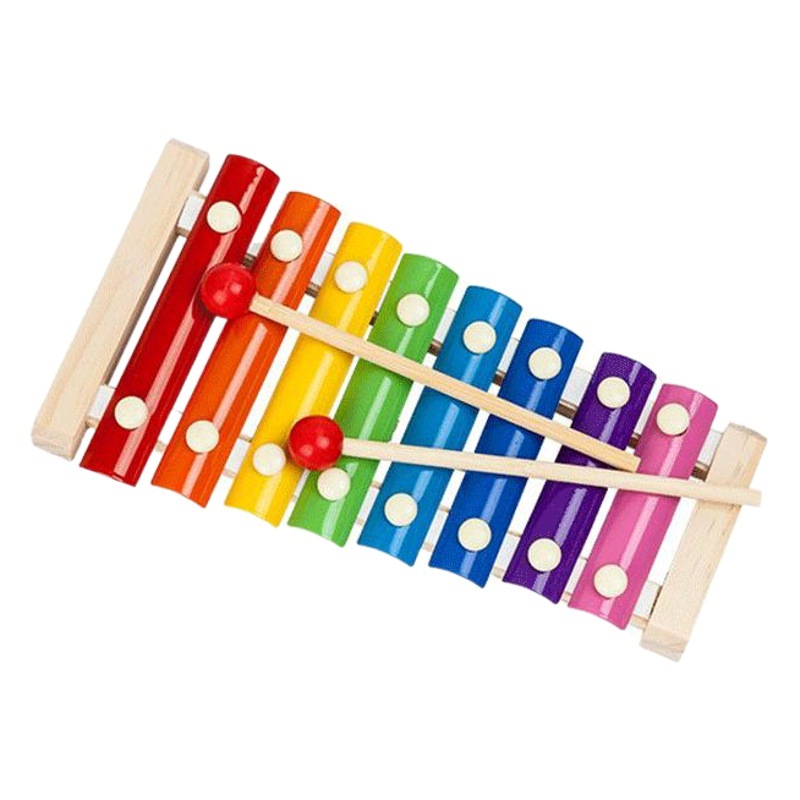 Piano de percusión de mano de ocho tonos de madera infantil para niños educación temprana juguetes de instrumentos musicales educativos para bebés 1-2-3 años piano de percusión de madera pequeño