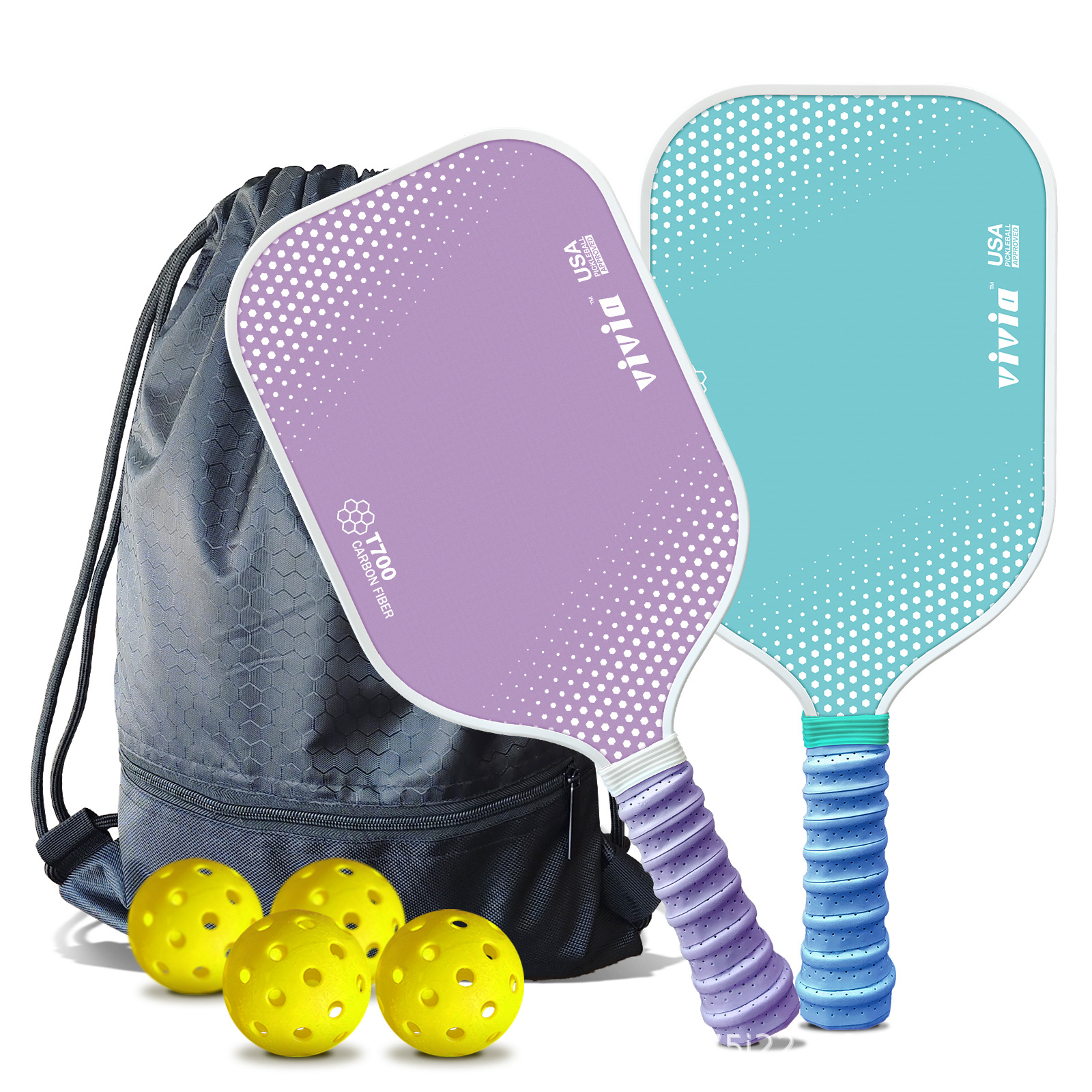 Pickleball Racket T700 Carbon Fiber Pp Honeycomb Core 13/14/16mm Pickleball Racket Factory Supply One-Piece Molding