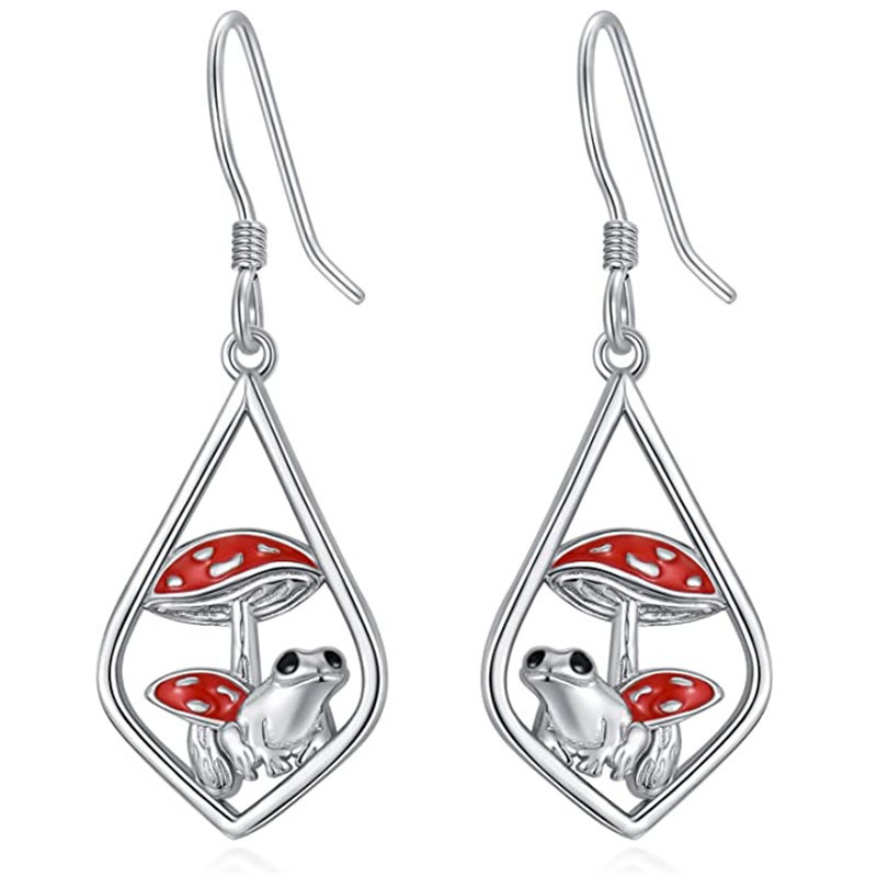 fashionable cute red earrings drop-shaped