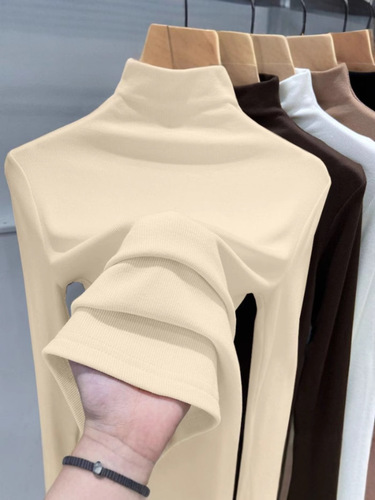 180g Threaded Half-Neck Base Layer Women's Spring, Autumn & Winter Fashionable Long-Sleeve T-Shirt – Slim-Fit Dermaline Innerwear Top