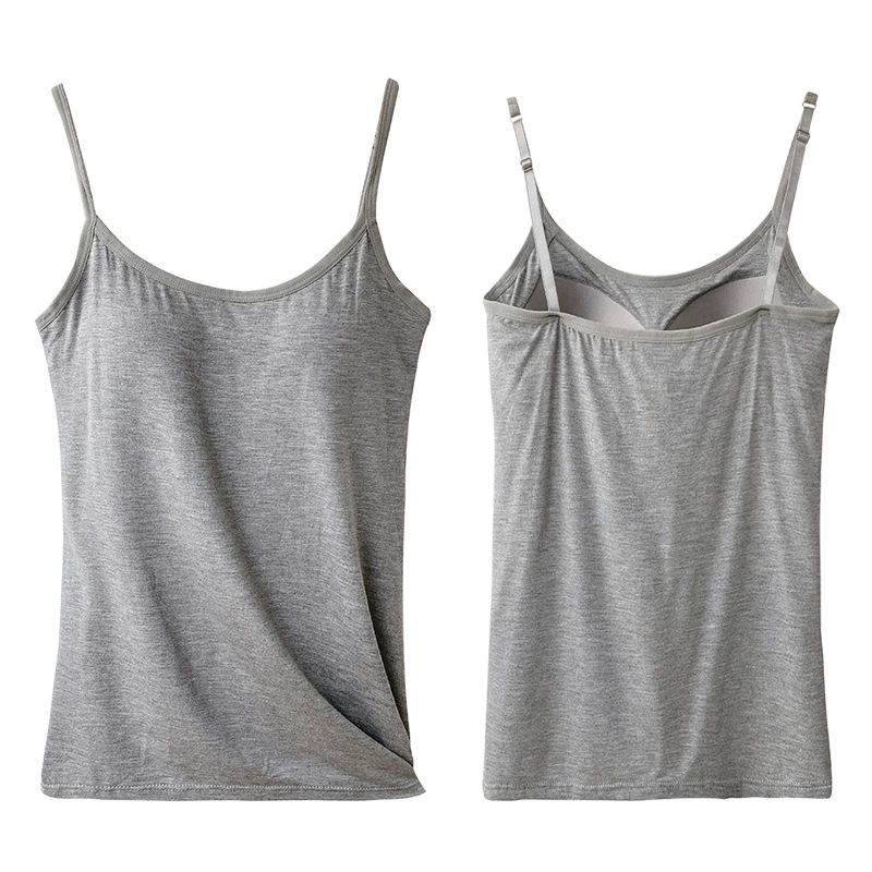 Удлинённая облегающая майка (camisole) женская с вшитыми чашками, больших размеров M–3XL