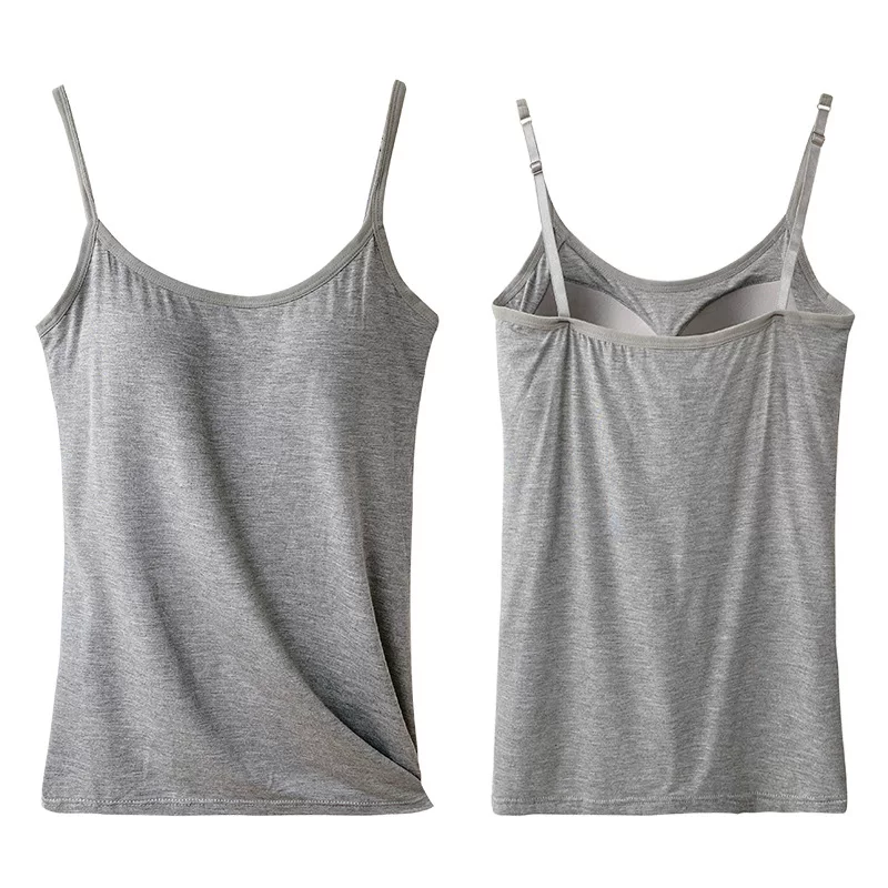 Удлинённая облегающая майка (camisole) женская с вшитыми чашками, больших размеров M–3XL